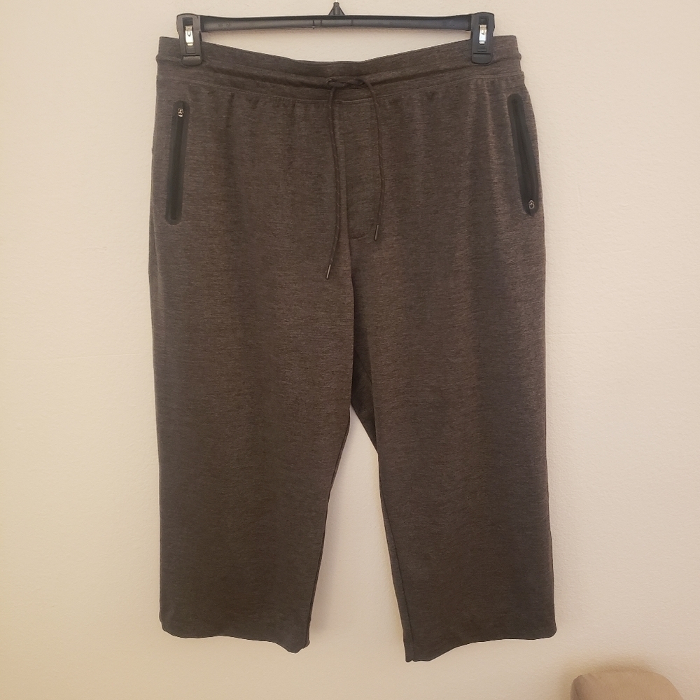 Mens Russell Gray Athletic Pants with Zip Pockets Elastic Waist Size XL - 40/42